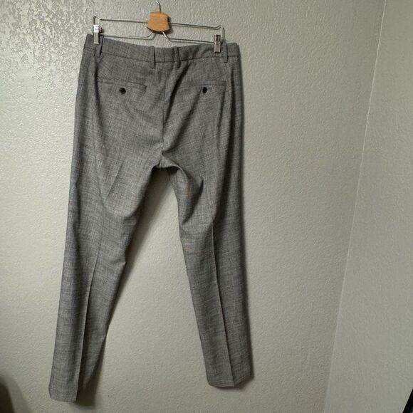 Fairlane Trouser Pants Mens 34x34 Slim Fit Gray Microplaid Polyester Viscose - Picture 2 of 5